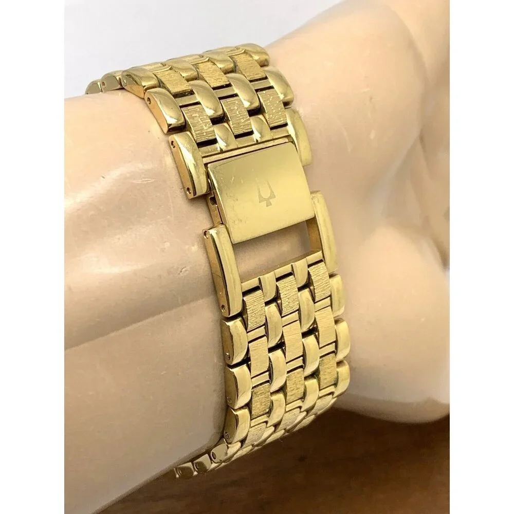 Bulova Men's Watch 97F52 Quartz Diamond Dial Gold Tone Stainless Steel Wide Band